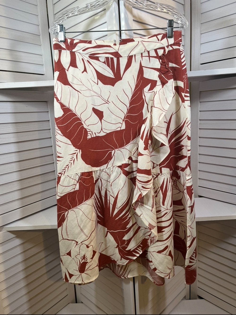 Madewell Cream & Rust Botanical Wrap Skirt